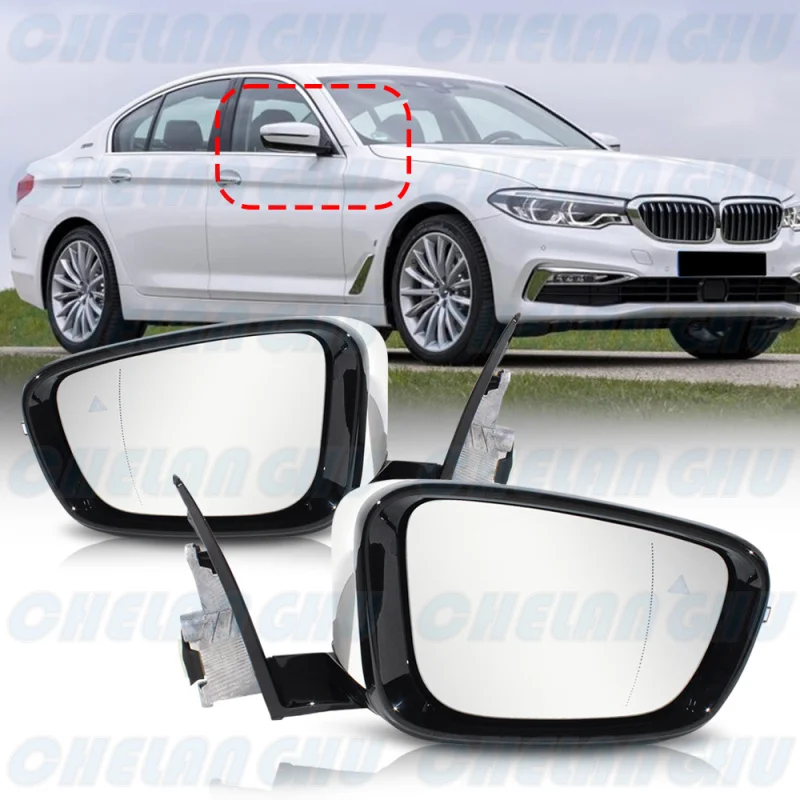 

For BMW G30/G38 520 530 540 2017 2018 2019 2020 2021 2022 1 Pair 5 Pins White Painted Blind Spot Power Fold Mirror Assembly