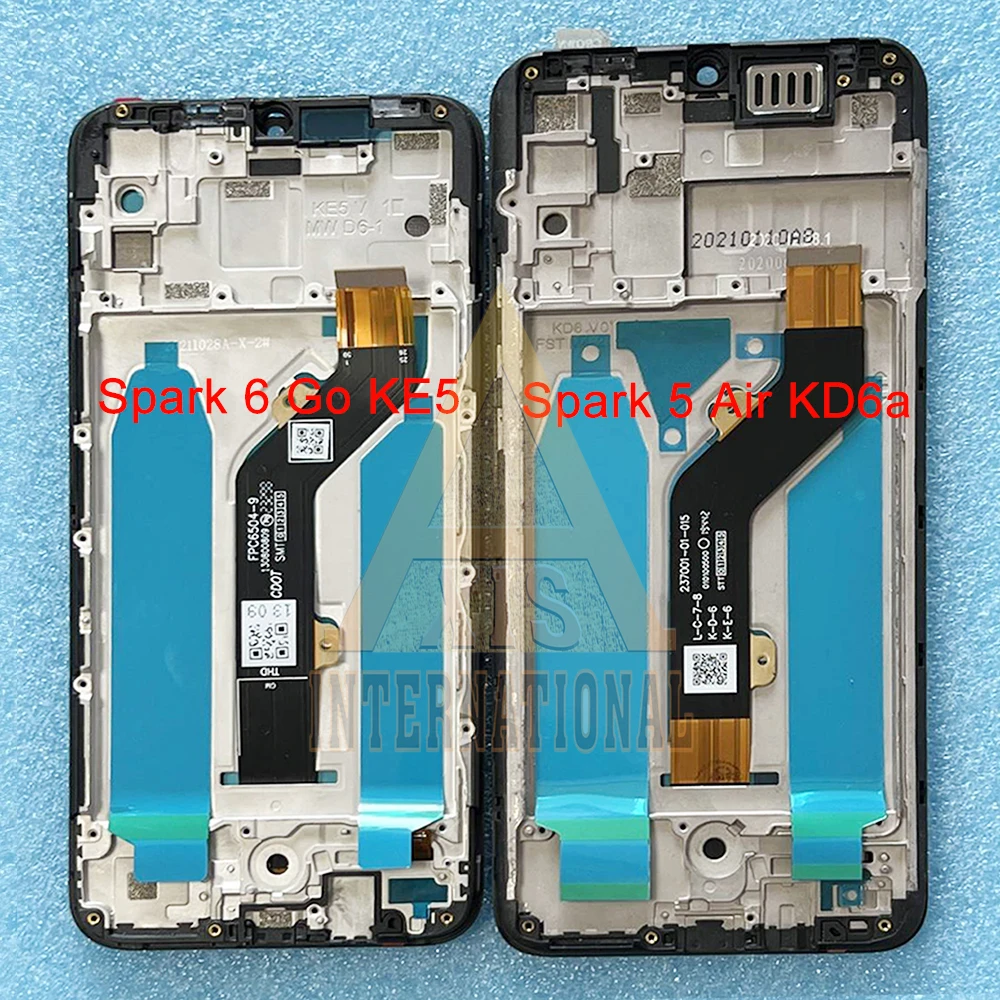 

For Infinix Tecno Spark6 GO KE5 LCD KE7 6 Air KE6 Frame Display Screen Touch Digitizer For Tecno Spark 5 5 pro KD7 LCD 5 Air KD6