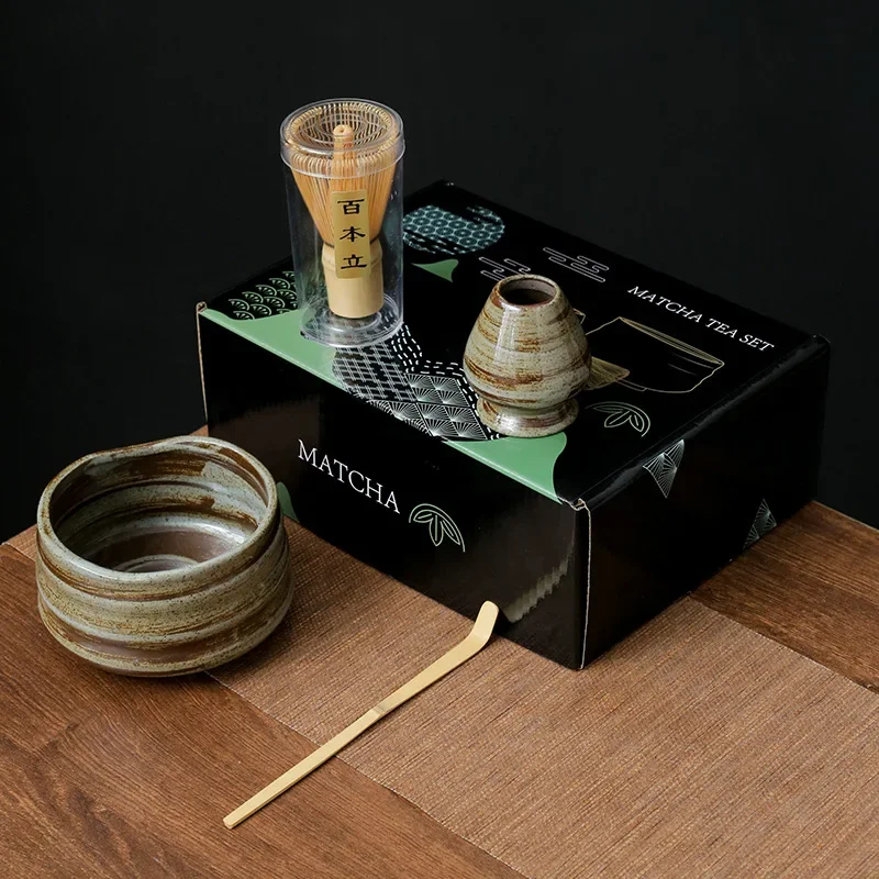 7pcs Handmade Home Easy Clean Matcha Tea Set Tool Stand Kit Bowl Whisk Scoop Gift Ceremony Traditional Japanese Accessories