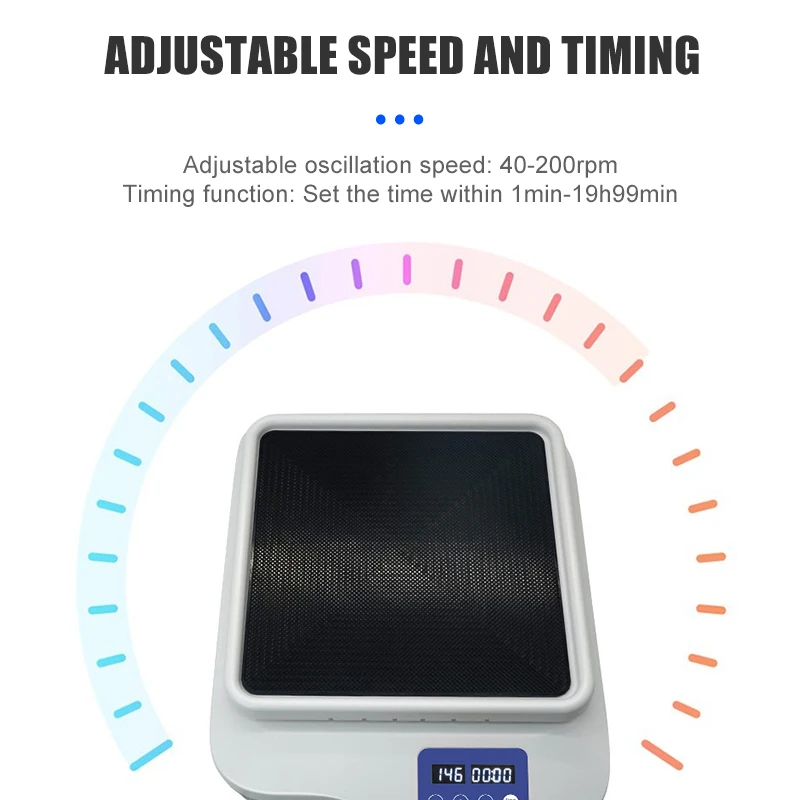 WESTTUNE 110/220V Lab Orbital Shaker LED Display Analog Linear Decolorizing Shaker Orbital Rotator Shaker Speed & Time 40-200RPM