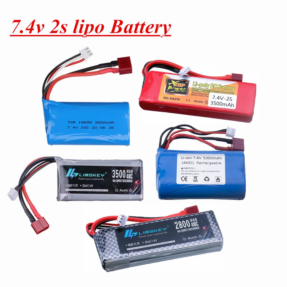 For Wltoys 144001 car 2s 7.4V 1500mah/3300mAh/3500mah lipo battery T Plug for Wltoys 124018 124019 12423 12428 RC Car battery