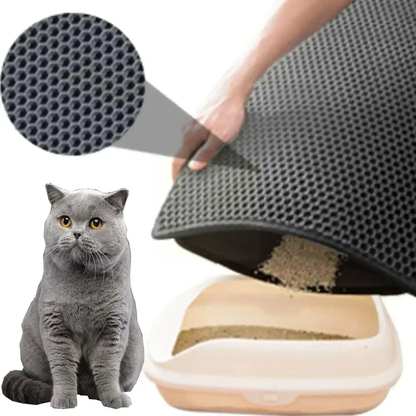 

40*60 Cat Litter Mat Double Layer Non-slip Litter Pads Non-slip Waterproof Mat Box Litter Accessories Pet Mat S Bed Clean U4n4