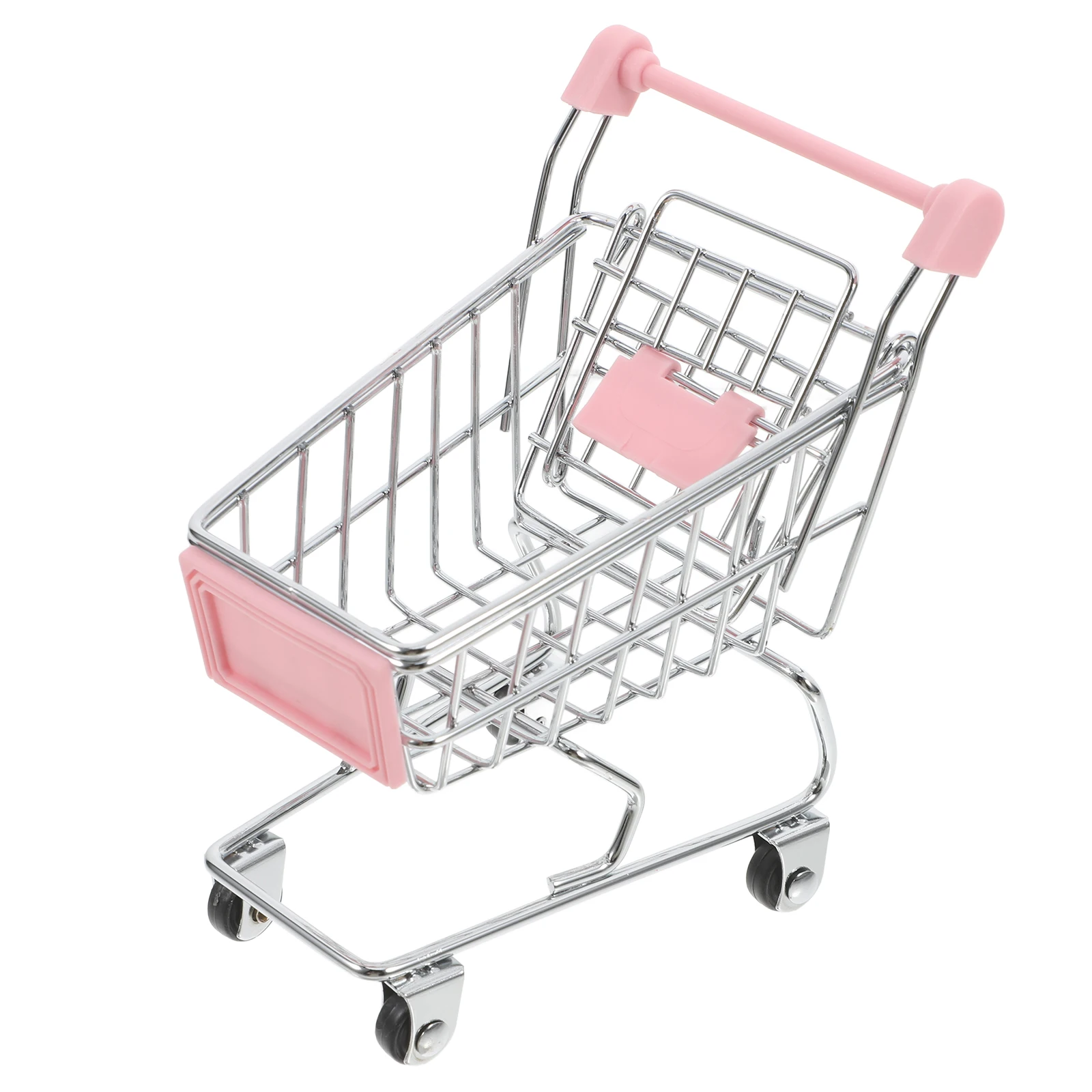 

Mini Shopping Basket Handcart Modeling Decor Storage Kids Plaything Iron Desk Miniature Child