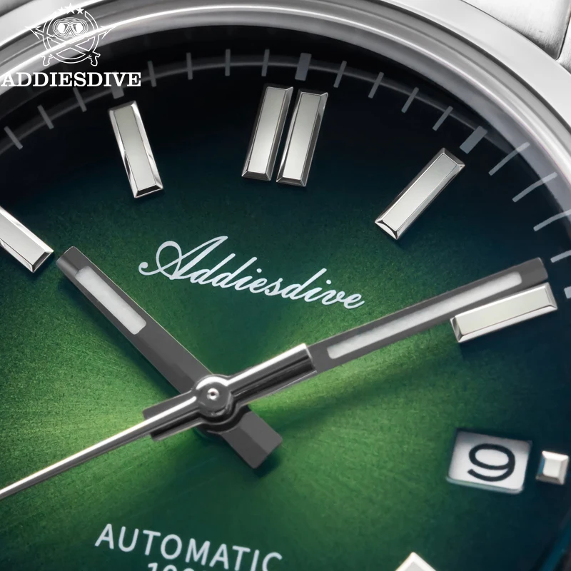 ADDIESDIVE TOP męski zegarek czerwony zielony szary szafirowy kryształ 10Bar nurkowanie Sunburst Dial NH35A automatyczne zegarki mechaniczne