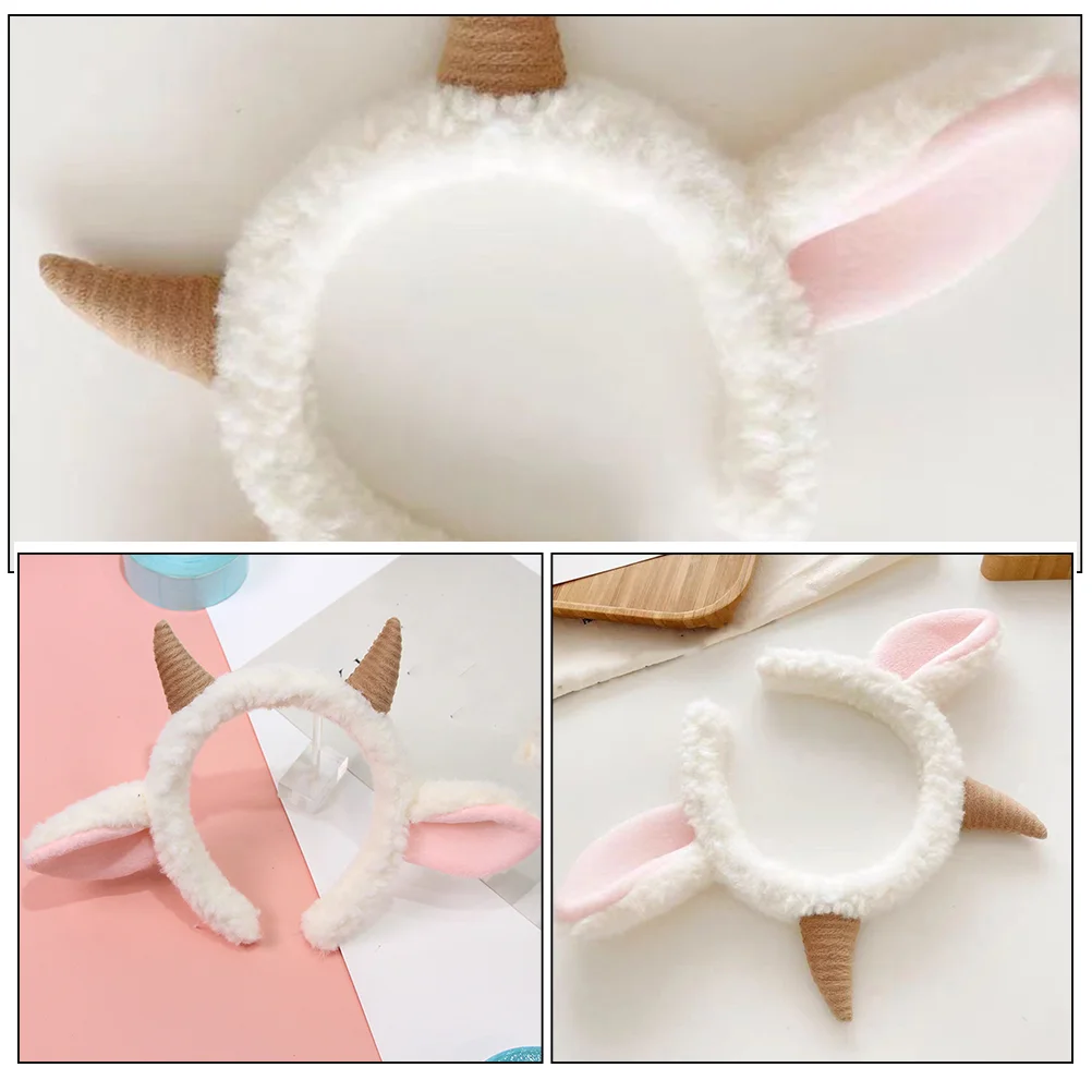 Bands Plush Sheep Ears Horn Bands Cartoon Hair Hoop Lamb Costume Accessory