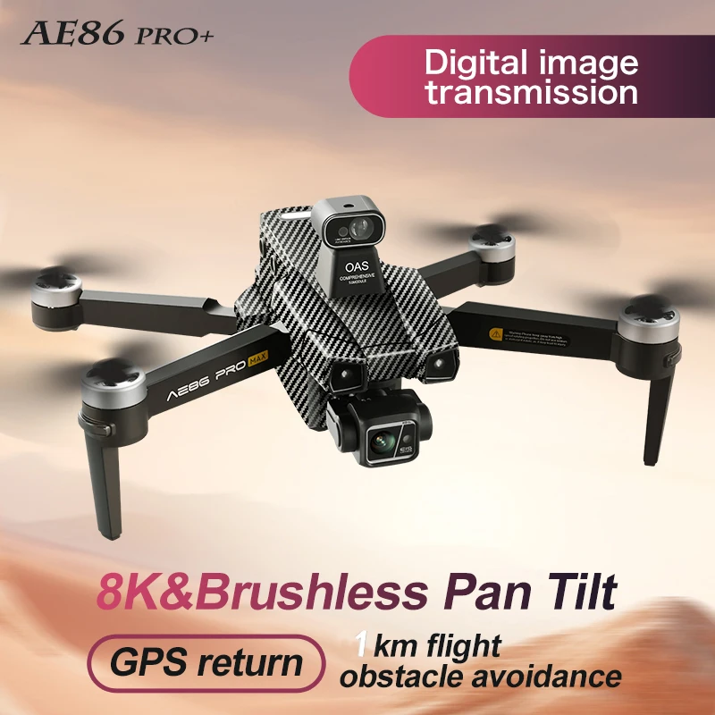 AE86 PRO MAX GPS الطائرة بدون طيار 4K 3-Axis Gimbal HD كاميرا التصوير الجوي تجنب العوائق شاشة تعمل باللمس فرش أجهزة الاستقبال عن بعد لعبة