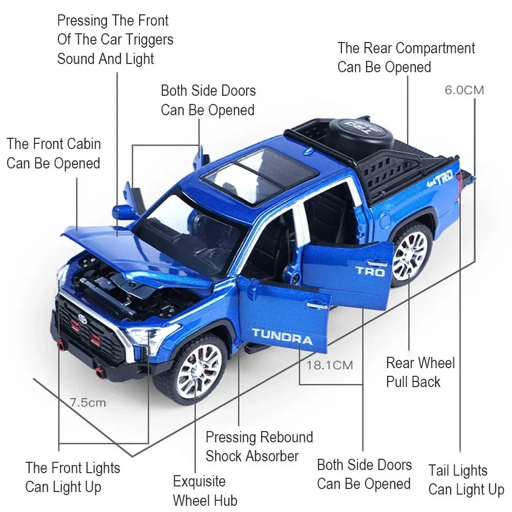 1:32 Tundra Prado alliage moulé sous pression voitures modèles jouets Miniature tout-terrain véhicule avec son lumière retirer décoration cadeaux pour les garçons