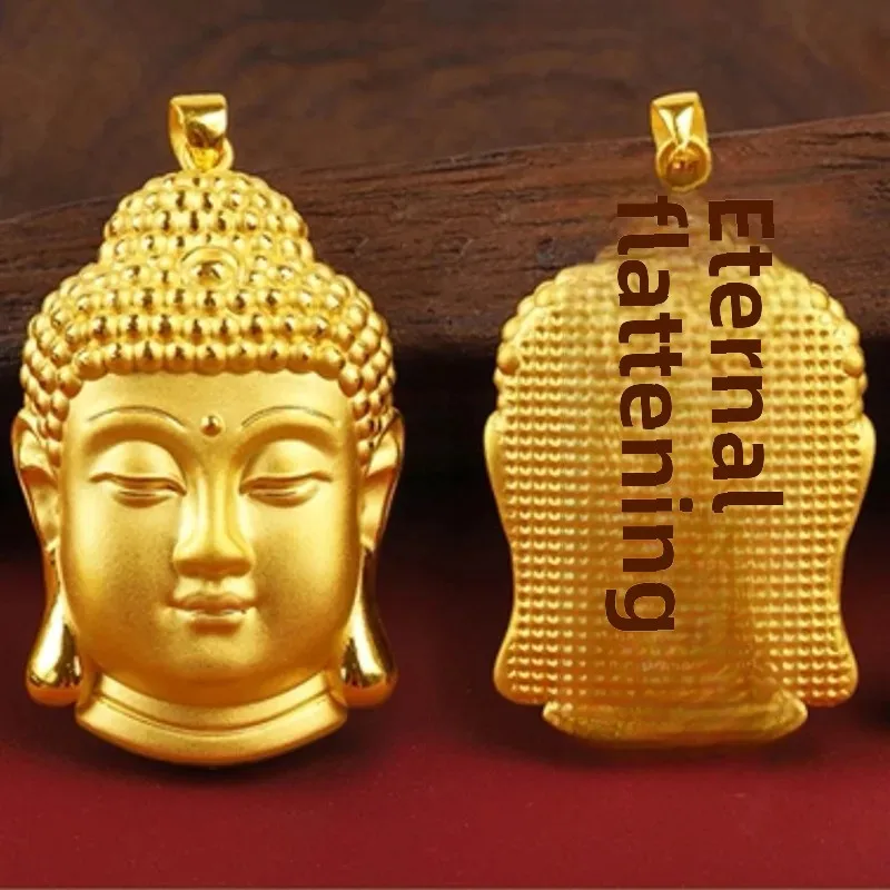 Vietnamese Gold-Plated Real Gold Buddha Head Necklace For Men And Women's Dharma Buddha Brand Peace Pendant Wholesale For Live B