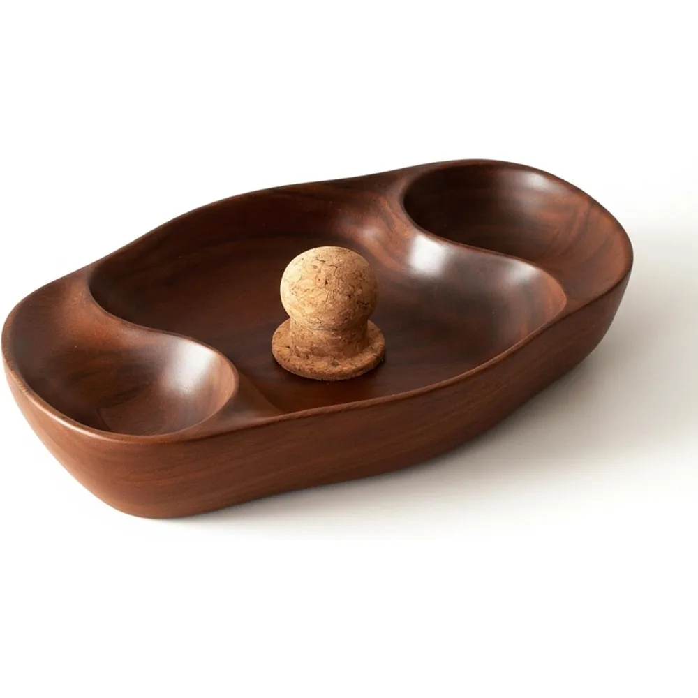 

Handcrafted Walnut Wooden Pipe Ashtray with Cork Knocker Dual Rests Vintage Finish for Patio Home Office