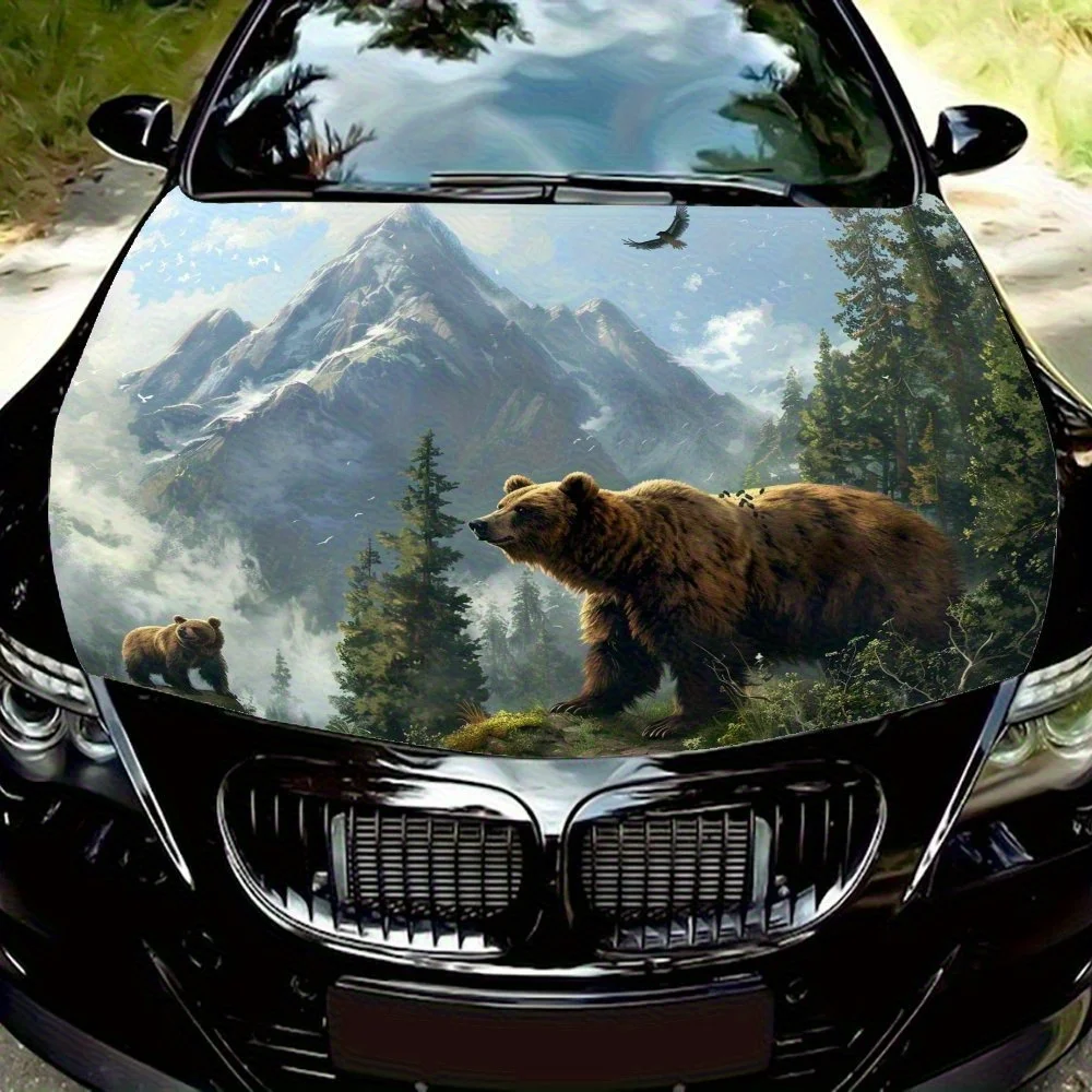 

Brown Bears In The Forest Art Decals, PVC Material, Waterproof And Scratch Resistant For Car Covers, SUVs, Trucks - Auto Accesso