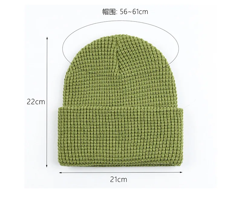 Winter Warm Knit Hat for Women Winter Cross Border Solid Color Jacquard Waffle Knitted Hat Pineapple Flower Beanie Cap