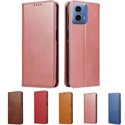 G24 Leather Case For Motorola Moto G24 G04 G04s G34 Magnetic Flip Wallet Case Cover For MotoG24 MotoG04 4G Card Slot Cases