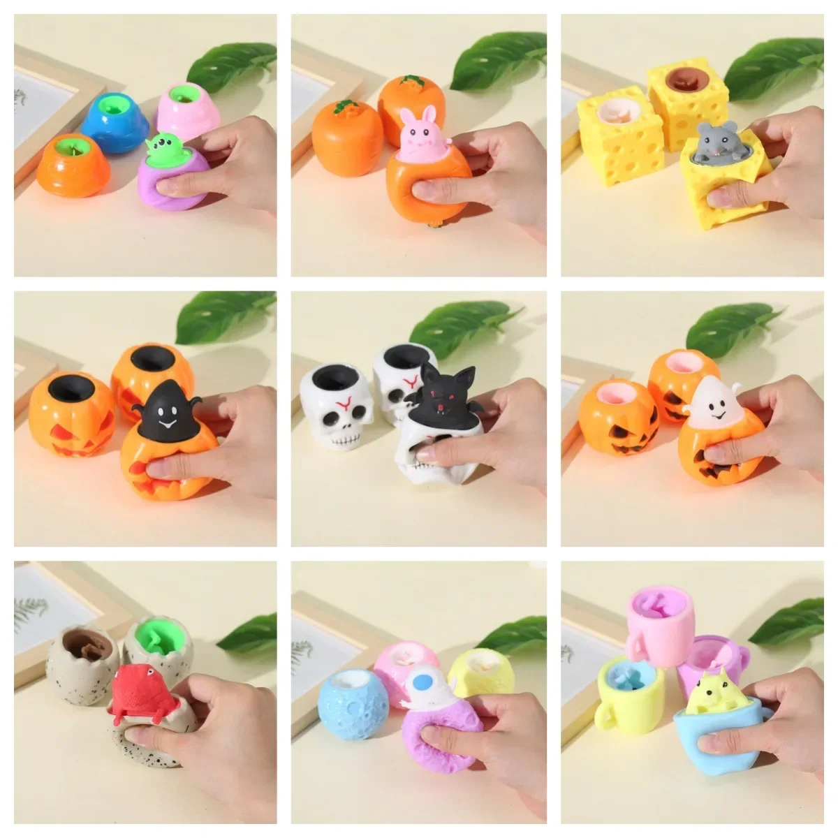 Funny Pumpkin Squirrel Astronaut Block Squeeze Anti-stress Toy Hide  and Seek Figures  Stress  Relief  Fidget Toys  for  Kids
