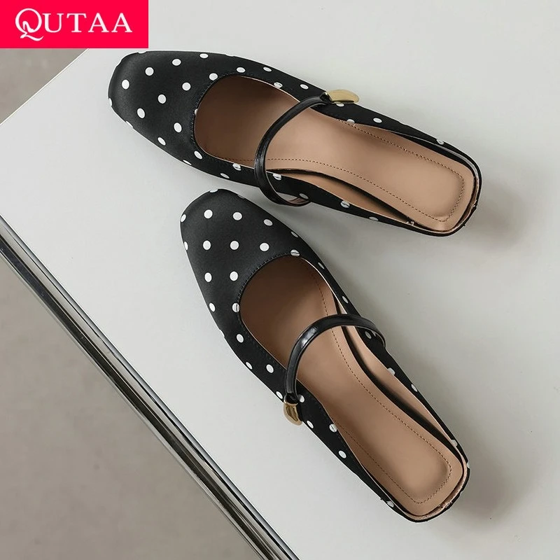 QUTAA 2026 Fashion Women Pumps Shoes Summer Sandals Mules Slingback High Heels Mary Jane Shoes Round Toe Ladies Dress 34-40