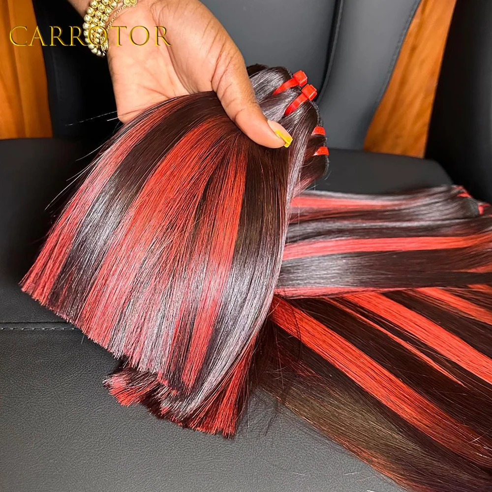 

Натуральные прямые волосы с цветными прядями 1b/99J, 100% необработанные, 3 пучка, настоящие человеческие волосы для наращивания для женщин