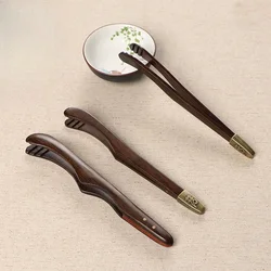 Teacup Clip Convenient Ebony Alloy Tea Tweezers Tweezer Bamboo Wooden Tea Clips Versatile Single or Multiple Tea Clip Tongs