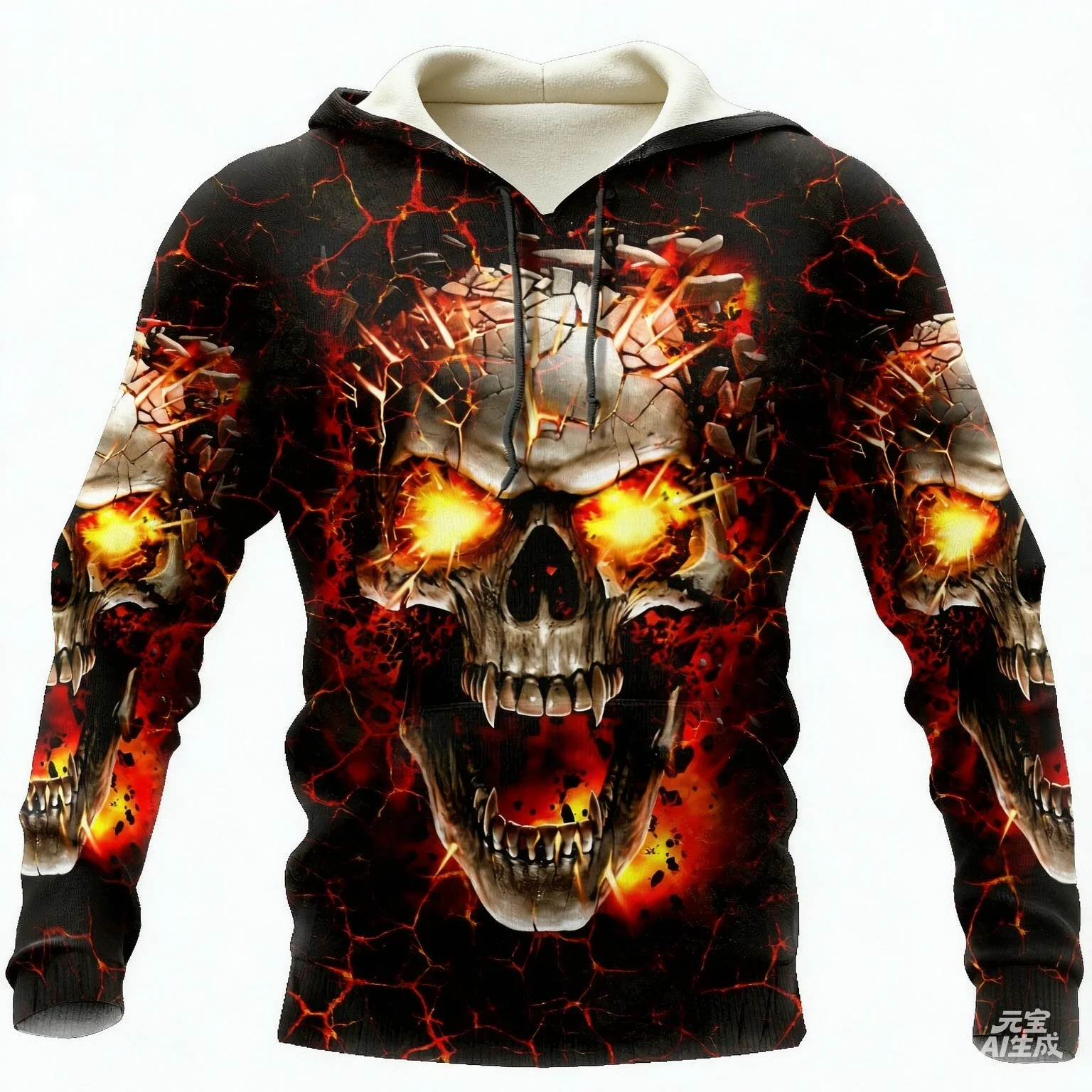 26/27 Men Hoodies 3D Print Horror Flaming Skull Graphic Fashion New Style Casual Pullover Personality Oversize Men Clothing Tops