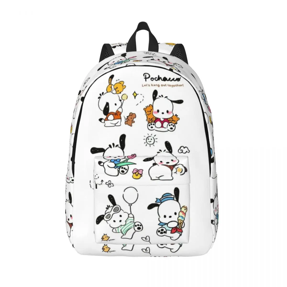 Custom 3D Print Anime Pochacco Canvas Backpack for Boys Girls College School Travel Bags Men Women Bookbag Fits 15 Inch Laptop