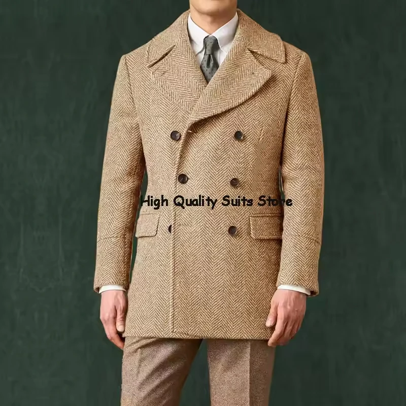 Men's Herringbone Jacket Mens Jackets for Man Luxury Blazers Woolen New in Jackets Suit Male Elegant Mens Coats Coat Suits & Top