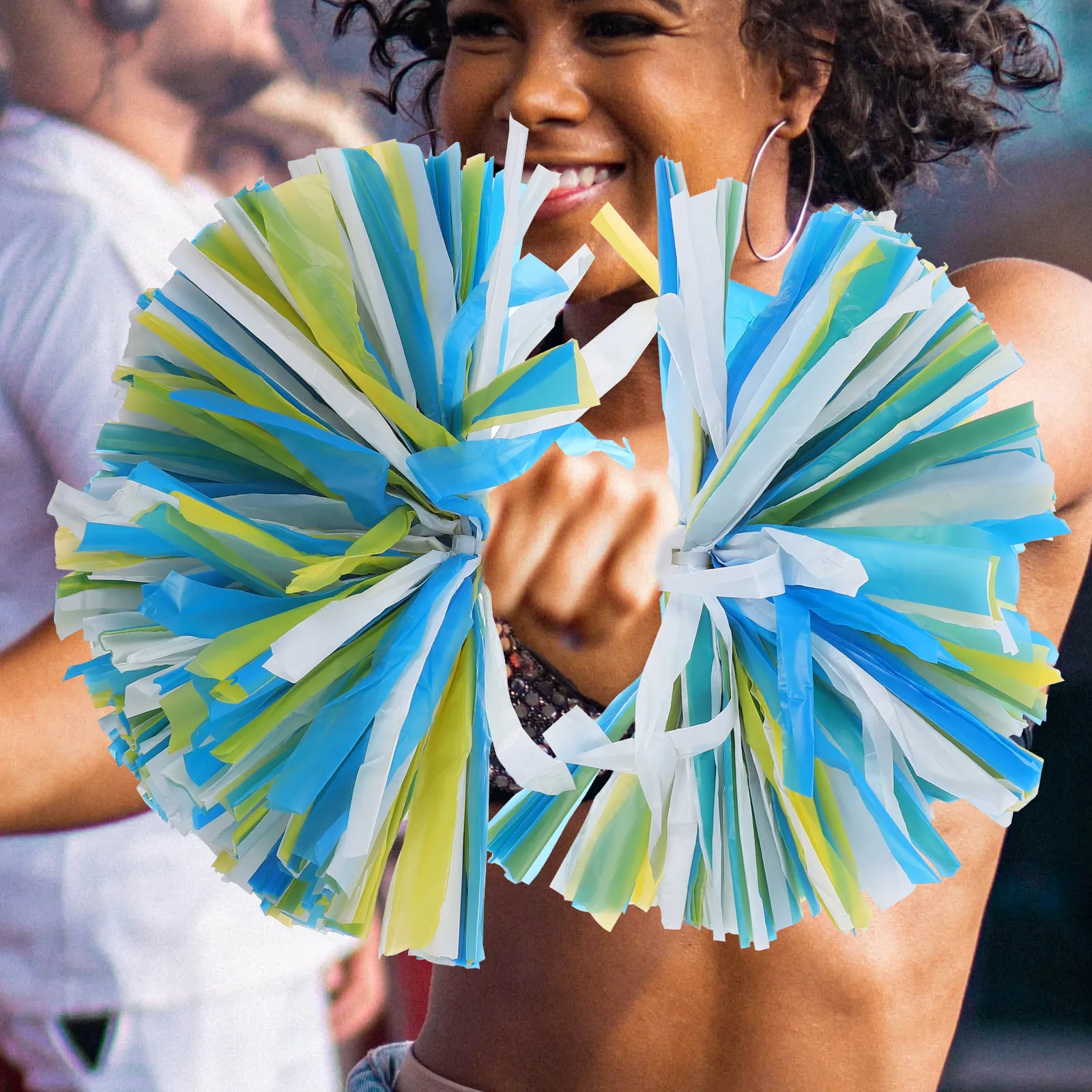 

2Pcs Cheerleader Pom Poms Metallic Bright Color Reusable Team Spirit Cheering Props for Dance Festival Pom Poms