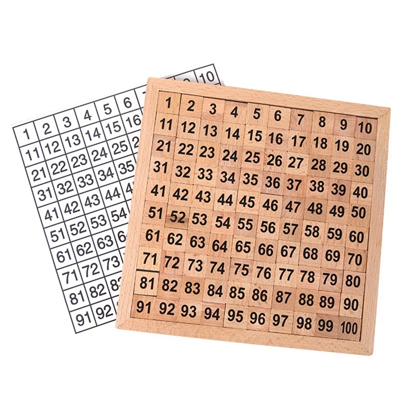 Mathematics Teaching Aids 1-100 Digital Continuous Board Wooden Hundred Grid Board Children's Early Education Puzzle