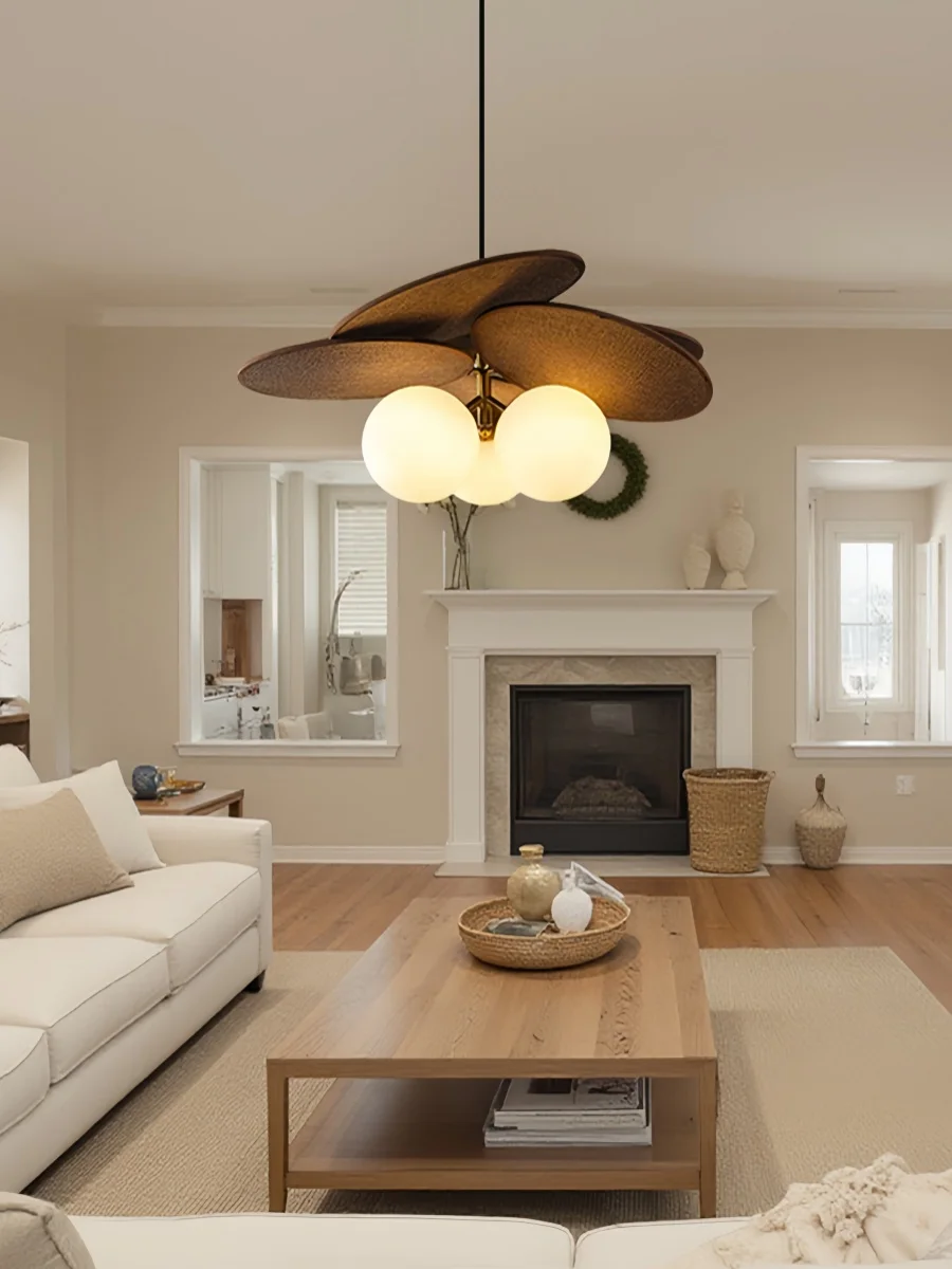 Francês vintage pingente de luz rattan tecer lâmpada pendurada para sala jantar retro decoração casa quarto sala estar iluminação lustre