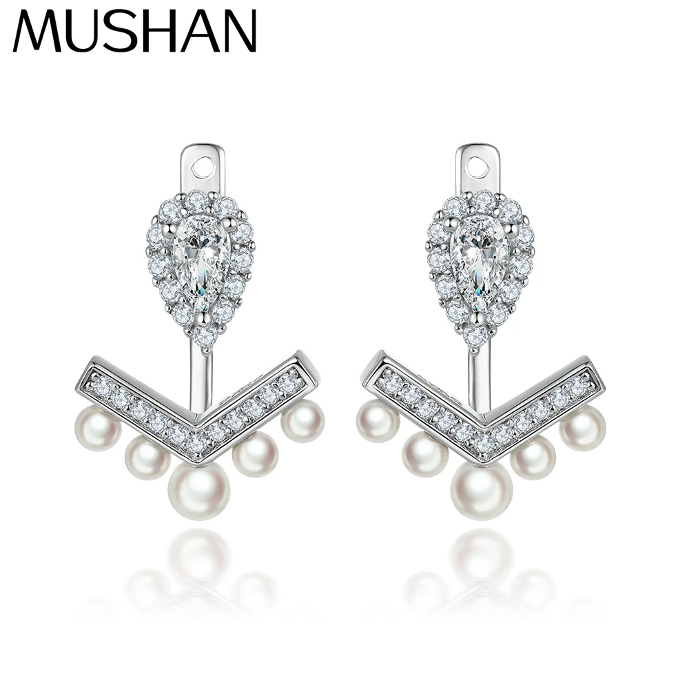 

MuShan Designer Jewelry 925 Sterling Silver Earrings Zircon 7A Hoop Office for Girls Real Gold Plated Fine Jewelry Earring