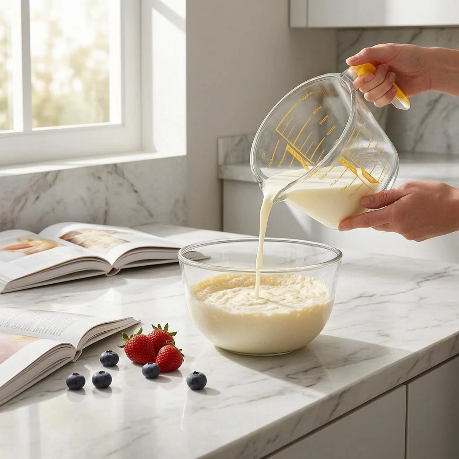 2 Pieces Strainer Cup Set Printed Measurement Measurements Glass Measuring Cups Kitchenware Pouring Spout