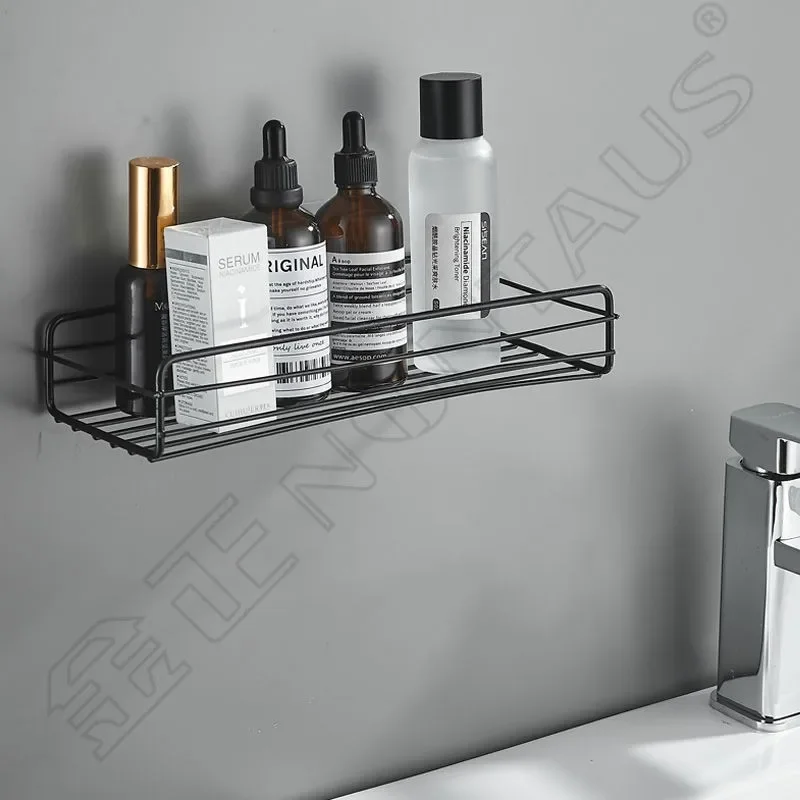 Bathroom Storage Rack Kitchen Organizer Shelf Black Shelves Corner Frame Iron Shower Punch Free Mounted Caddy Rack