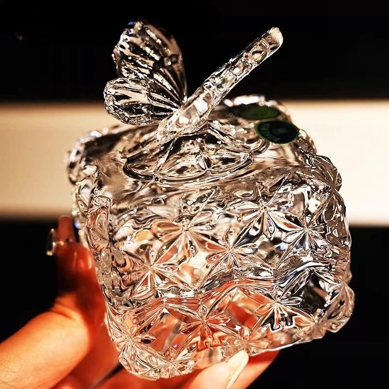 Crystal Glass Butterfly Candy Jar, Dry Fruit & Nut Storage Container, Multi-Purpose Jewelry Box & Decorative Table Accent