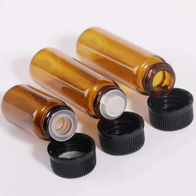 LAB 3ml to 50ml Amber clear Glass sample bottles brown screw-mouth essential oil bottle Lab vial Chemistry Glassware e
