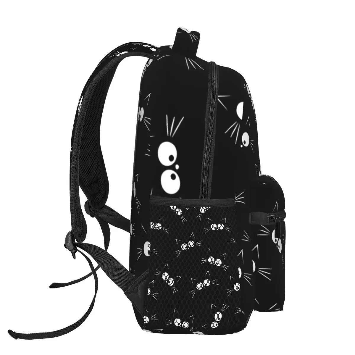 Sacs à dos à motif de chat noir mignon pour garçons et filles, cartable pour étudiants, sacs d'école, sac à dos de voyage de dessin animé, sac initié, grande capacité