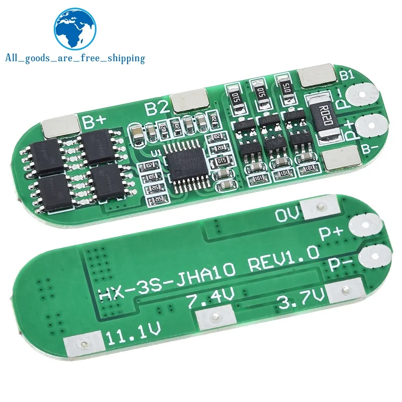 Lithium Battery Charger Protection Board, Li-ion Cell Charging, equilibrado, 3S, 10A, 12V, 11.1V, 12.6V, 18650