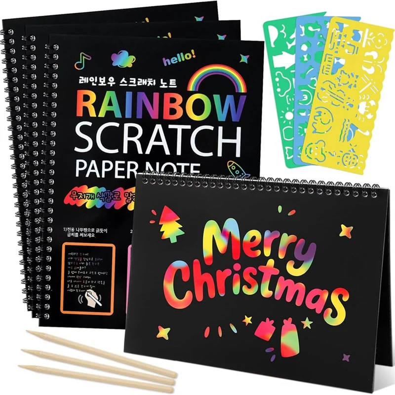 3 Packs Art for Kids, Rainbow Scratch Notebook Paper Art Gifts for Kids Art Craft Birthday Party Games [Y31A Hut]