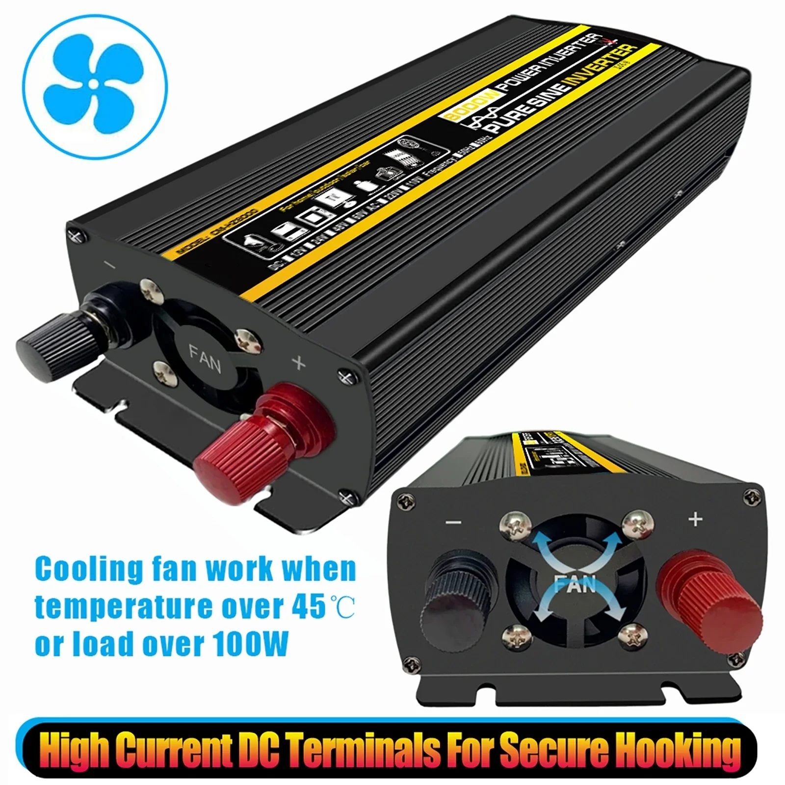 10000/12000W Pure Sine Waveอินเวอร์เตอร์แรงดันไฟฟ้าอัจฉริยะดิจิตอลจอแสดงผลรถบ้านกลางแจ้งDC12V-220V Converter