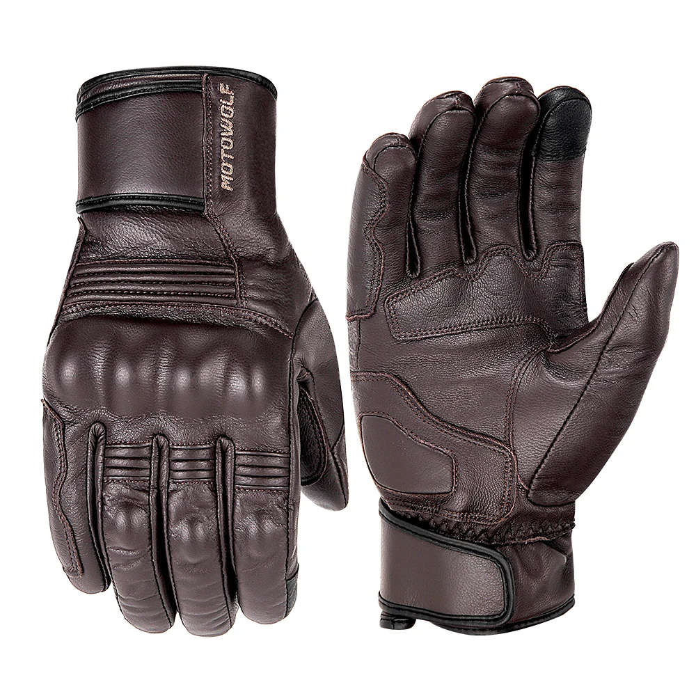 Rider Motorcycle Leather Gloves Full Finger: Windproof Fall-Proof Thickened Waterproof Cold Resistant Gloves