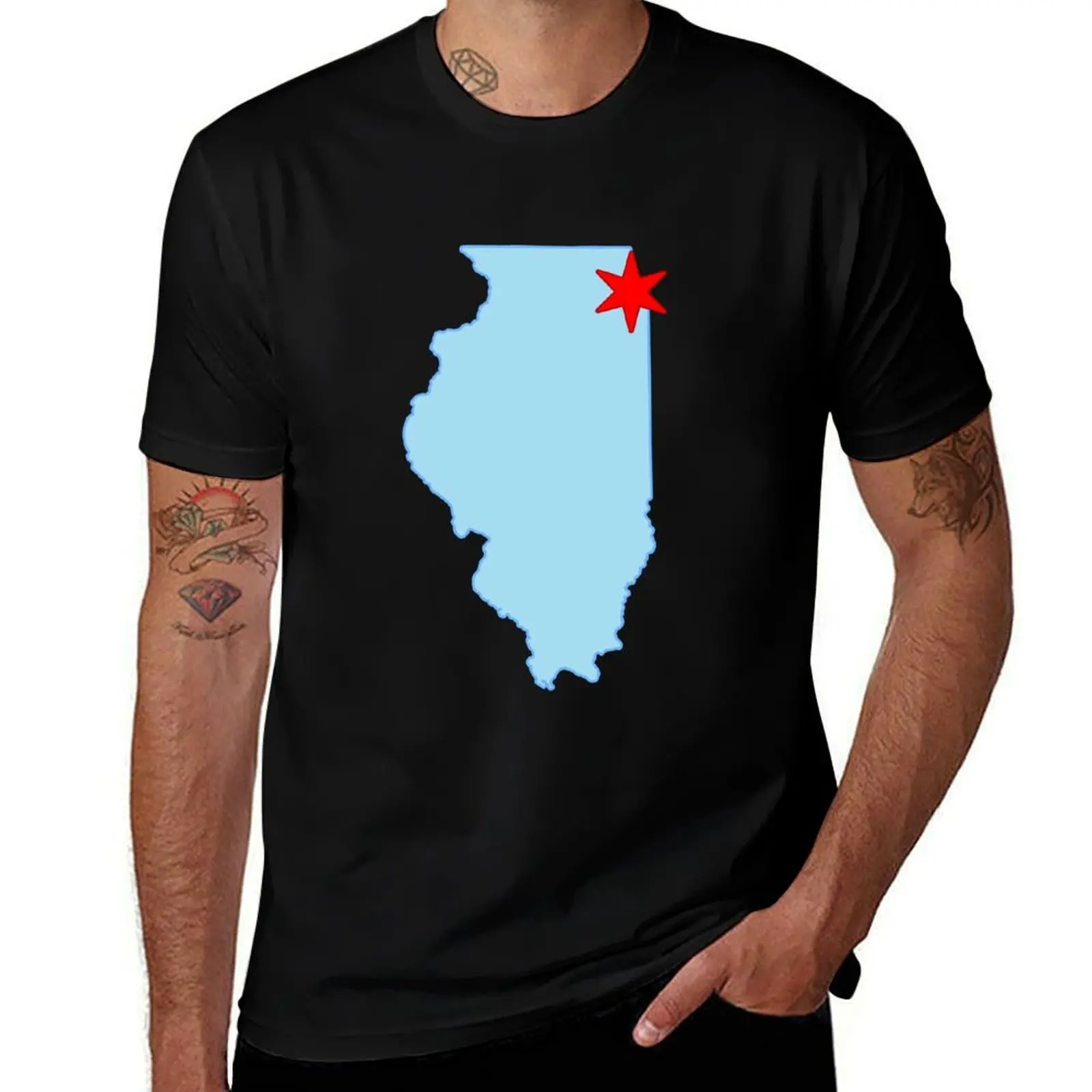 

Chicago + Illinois T-Shirt Aesthetic clothing sublime oversize t-shirts man cute tops t shirt men 100℅ cotton