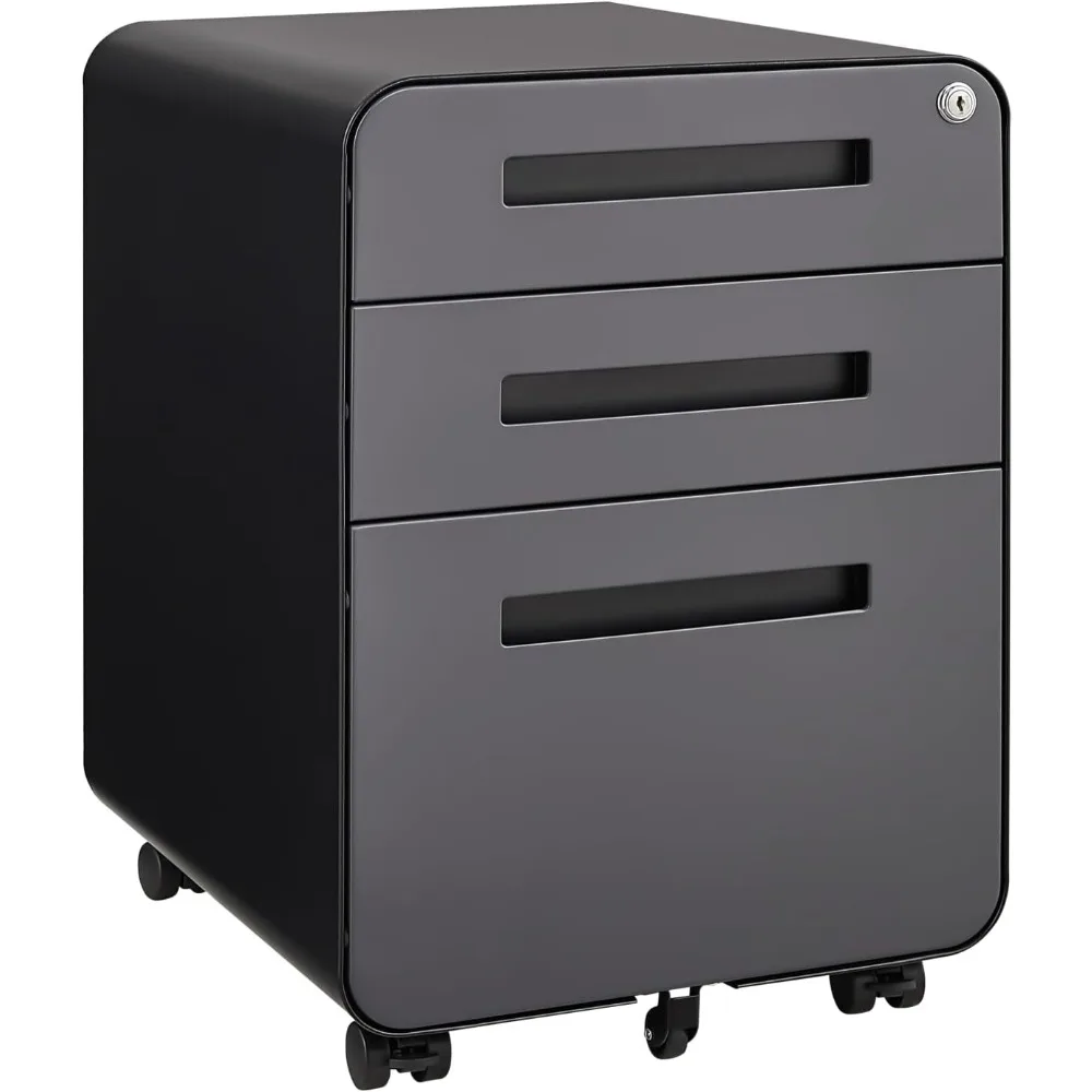 Vertical 4-Drawer Metallic Charcoal File Cabinet, Modern Office Storage Solution
