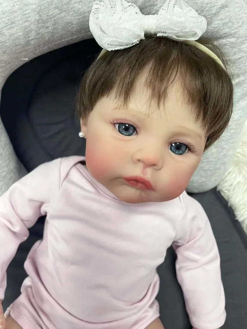 45CM Meadow Soft Cloth Body Cuddly Lifelike Newborn Reborn Doll 3D Skin with Visible Veins Hand Rooted Hair Art Doll