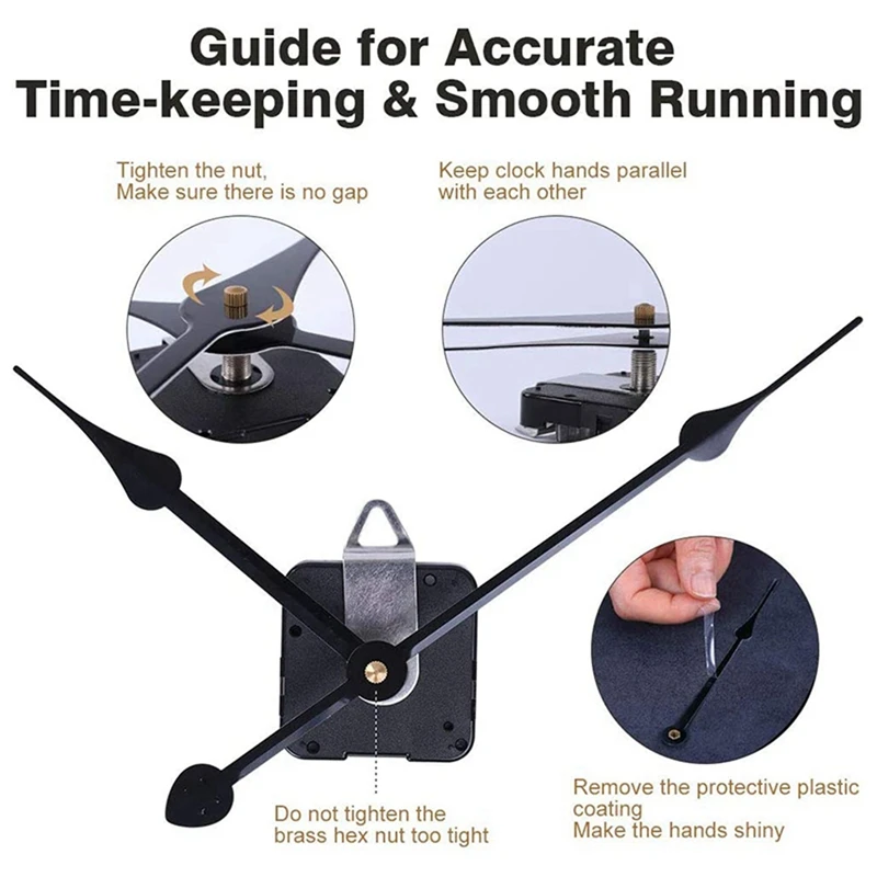 Hete 2x Hoog Koppel Klok Bewegingsmechanisme Met 11 Inch Lange Spadewijzers, Kwartsklok Motorkit