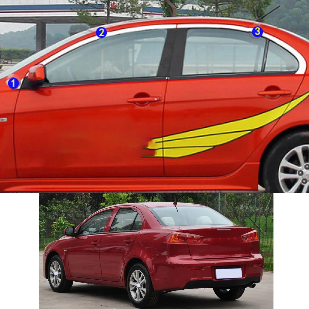 

For Mitsubishi Lancer EX 2010 2011 2012 2013 2014 2015 2016 Sticker Garnish Pillar Window Middle Strip Trim Frame Hoods Parts
