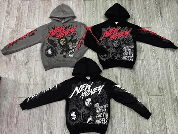 American Trendy Brand Fashion Oversized Sweatshirt Street Letter Anime Pullover Hoodie Men Y2k Goth Harajuku Retro Jacket Women