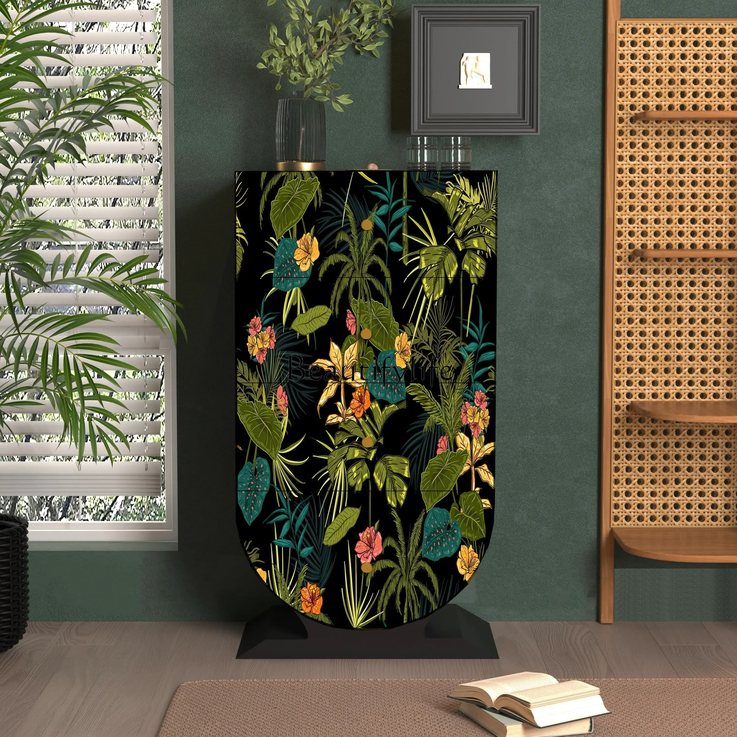 

ls 18Chinese-style painted solid wood four-chest cabinet, living room home homestay storage cabinet