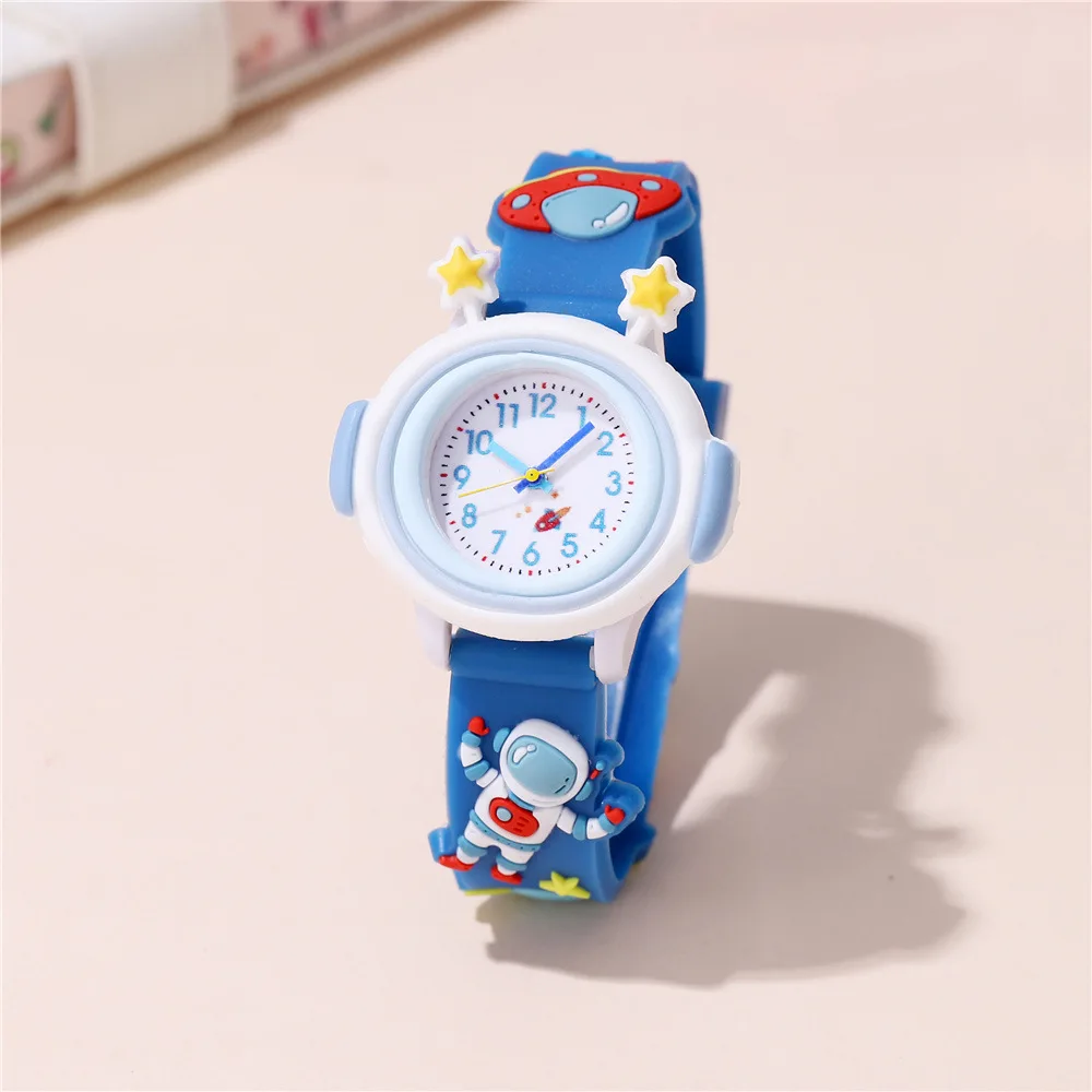 Astronaut Pattern Series Children's Watch Color Plastic Tape Boy Girl Student Gift Watch Silicone Cartoon Kids Wristwatch Clock