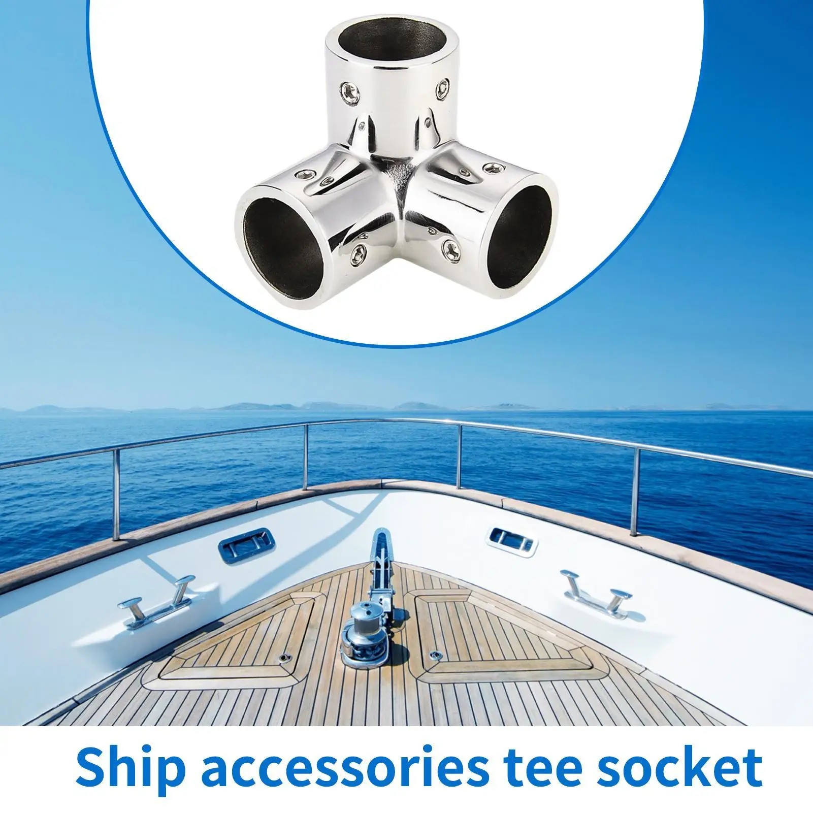 Marine Handrail 3-Way Connector Stainless Steel 3 Way Mirror Polished Supplies Railing Fork Tee Socket For Yacht Piping Dock