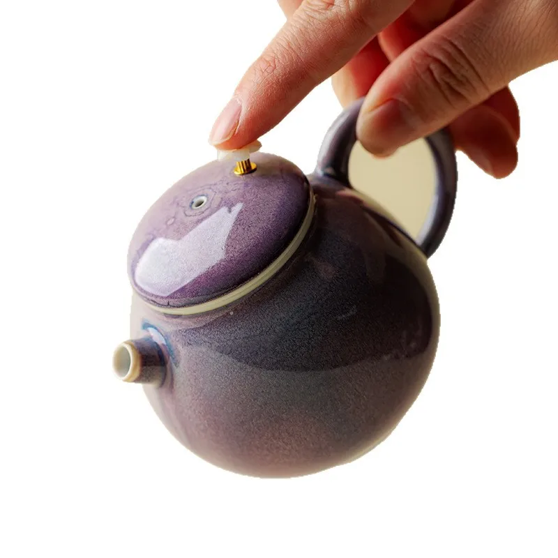 Ino Kiyosong Original Handmade Teapot Exquisite Purple Jun Kiln Tea Pot Japanese-Style Kiln-Fired High Aesthetic Value Single