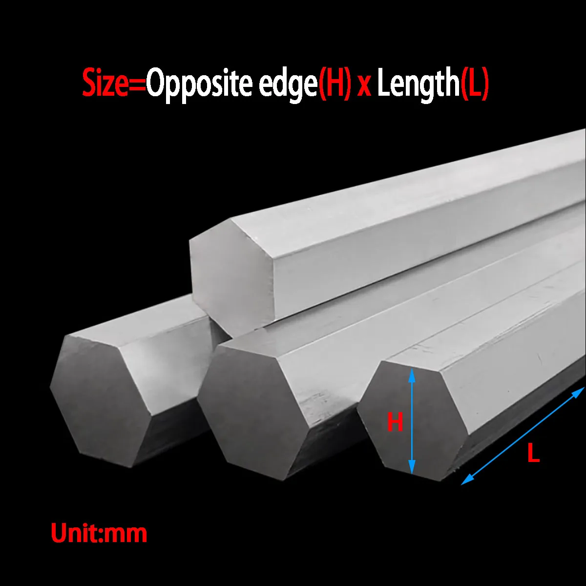 Length 500mm 6061 Aluminum Hexagonal Rod, Opposite Hex Rod 4/5/6/7/8/9/10/11/12/13-38mm