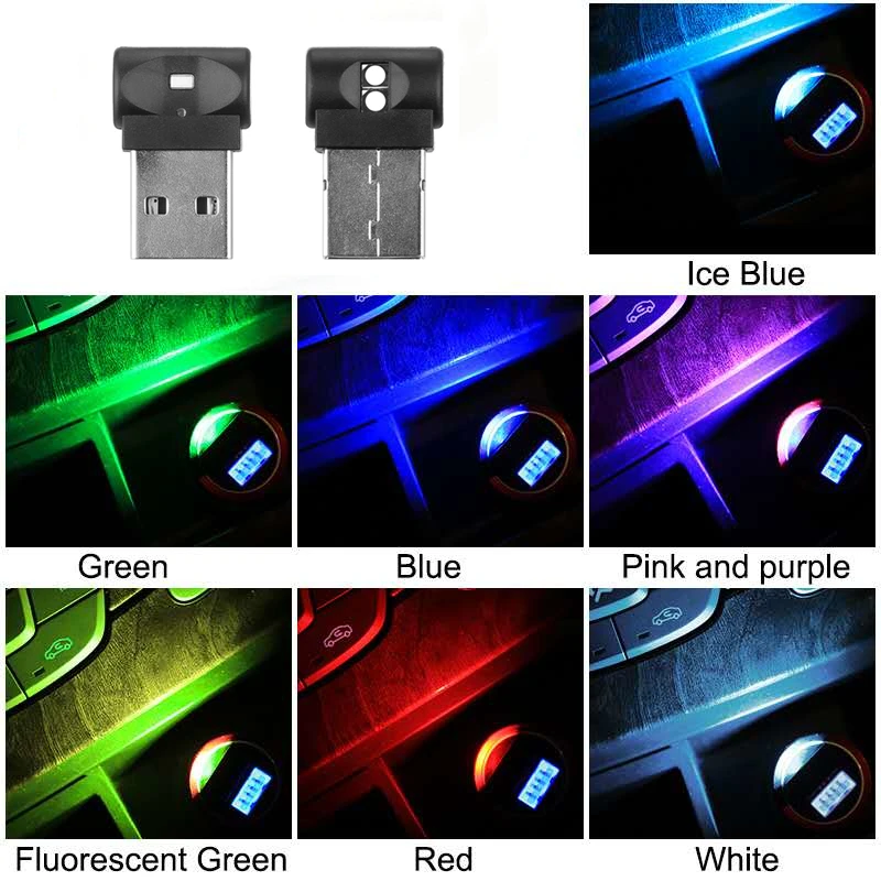 Mini USB LED Car Light Auto Interior Atmosphere Light Decorative Lamp Emergency Lighting PC Auto Colorful Light Car Accessory