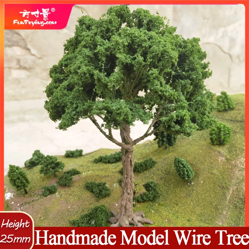 25cm Boutique Model Wire Tree Banyan Tree Model Hot Selling G Scale Model Green Tree Field Military Sand Table Layout Material