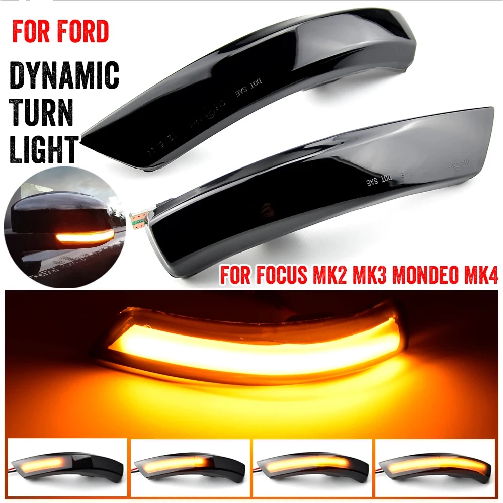 

1Pair LED Dynamic Wing Door Mirror Indicator Turn Signal Light For Ford Focus MK 2 3 Car External Accessories Car Parts